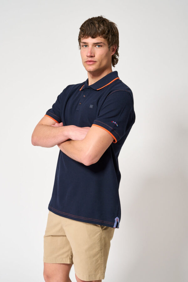 Batela contrasting Pique Polo, navy blue – Bild 2